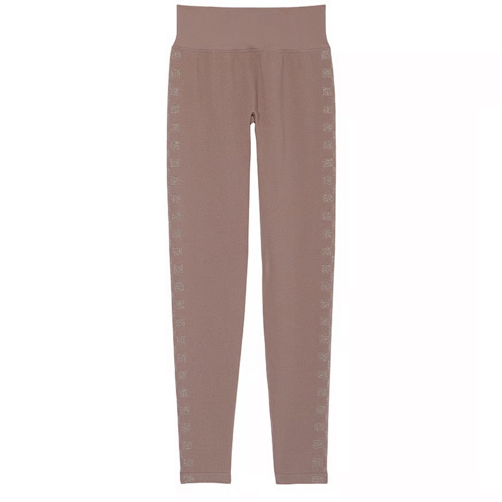 BNWT PINK Victoria's Secret Iced Coffee High-Waist Checkered Shimmer Leggings